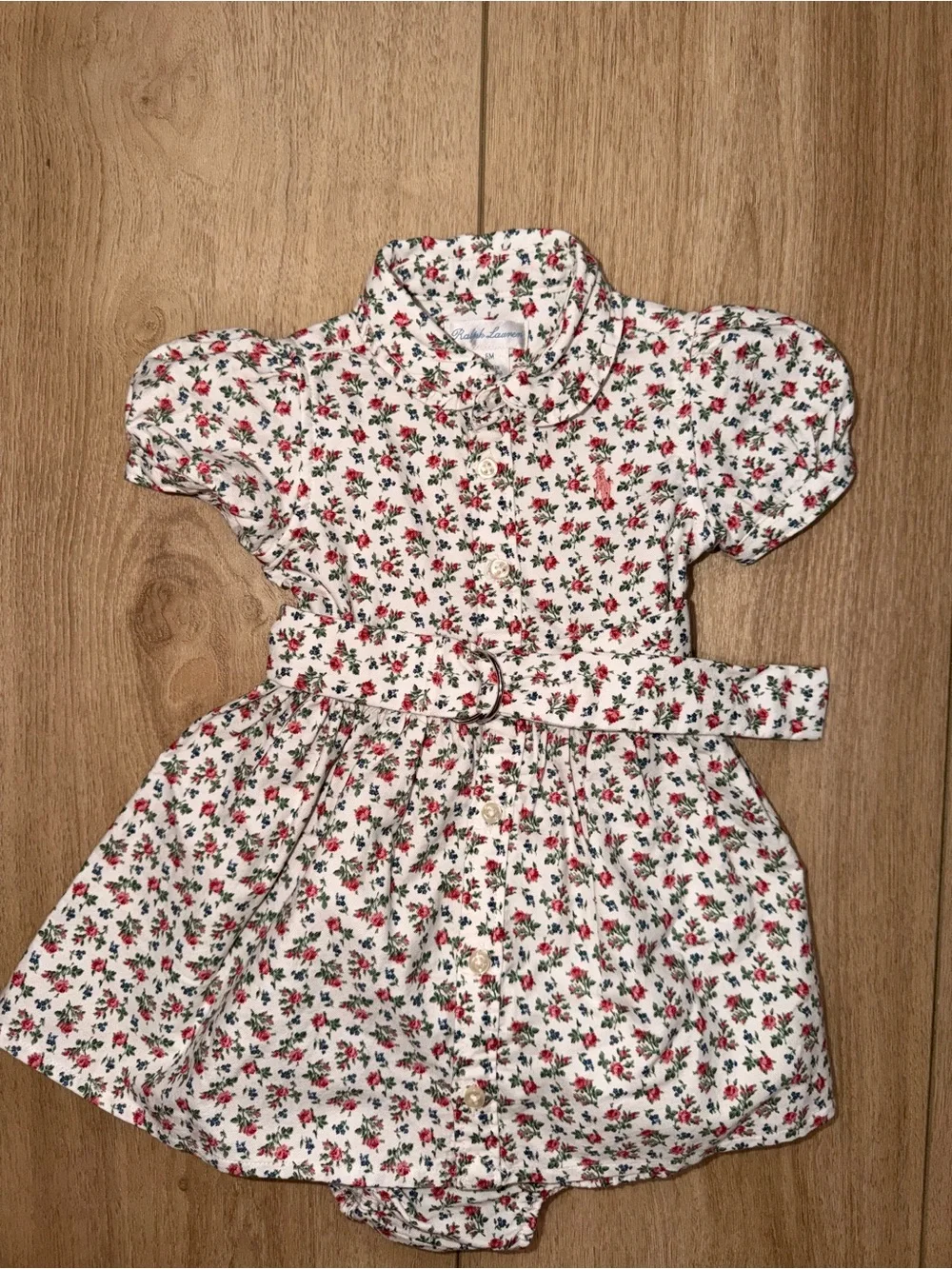 Ralph Lauren Floral Button-Front Baby Dress with Belt